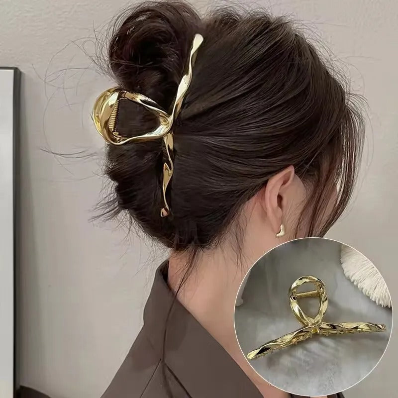 Metal Hair Clip Fashion Barrettes Korean Geometric Black Bow knot Hair Claw for Women